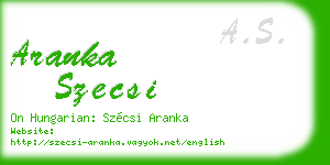 aranka szecsi business card