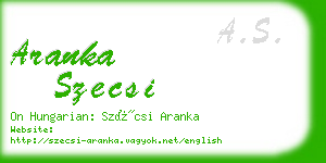 aranka szecsi business card